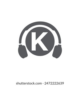 Letter K Headphone logo icon vector template.eps