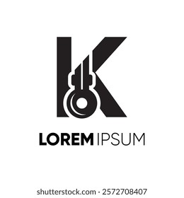 Letter K Headset Logo Design Vector Icon Graphic Emblem Symbol Illustration