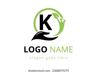 Letter K Health Care Logo Design. letter with safe hands Professional charity teamwork and foundation logo design
