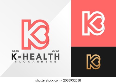Letter K Health Love Logo Design Vector illustration template
