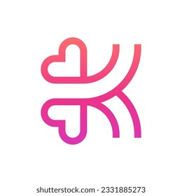 Letter K heart creative logo design