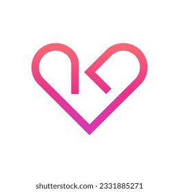 Letter K heart creative minimal logo design