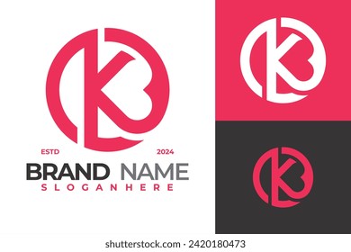 Letter K Heart Logo Design Vector Template
