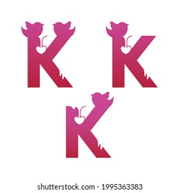 Letter K heart logo icon design template elements