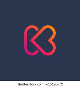 Letter K heart logo icon design template elements