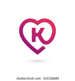 Letter K heart logo icon design template elements