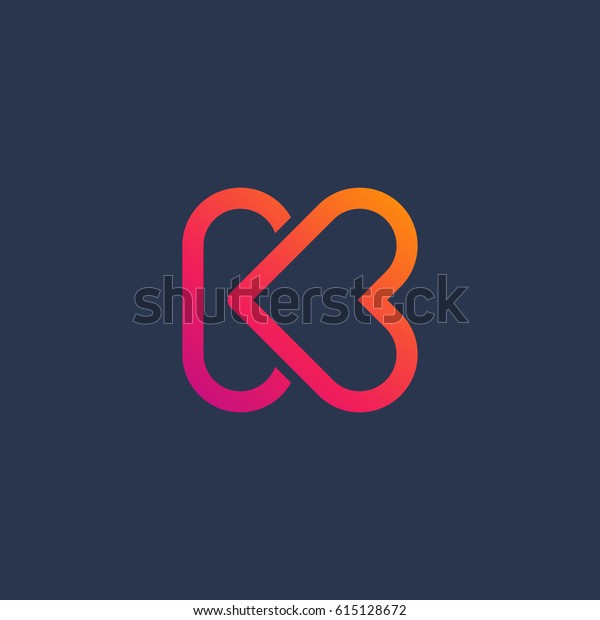 Letter K heart\
logo icon design template\
elements