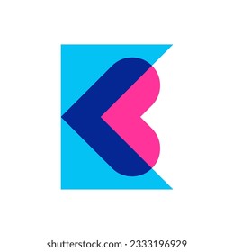 Letter K heart overlapping color logo design