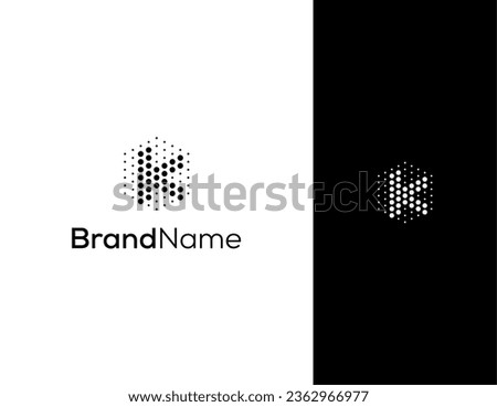 letter K with hexagon and dot concept logo for lab or technology company