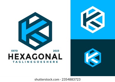Letter K hexagon logo design vector symbol icon illustration