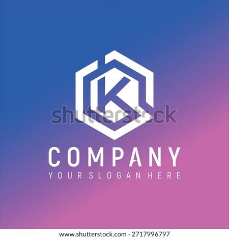 letter k hexagon logo design element vector template