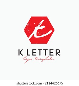 Letter K hexagon red logo vector image