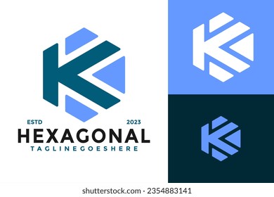 Letra K diseño de logotipo hexagonal símbolo vector ilustración de icono