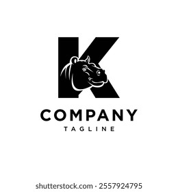 Letter K Hippo Logo Icon Vector