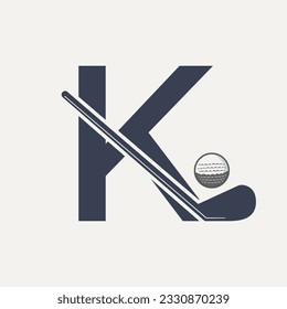 Letter K Hockey Tournament Logo. Ice Hockey Badge Logo Template