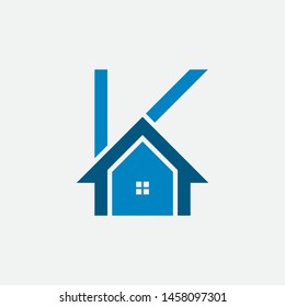 Letter K Home Building, Logo Vector Template