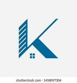 Letter K Home Building, Logo Vector Template