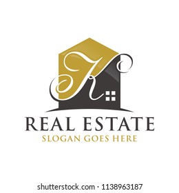 Letter K home initial logo design vector illustration