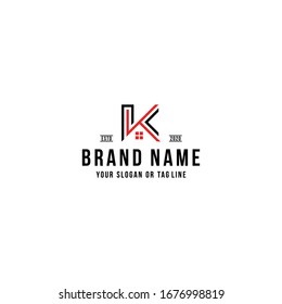 letter K home logo design vector template