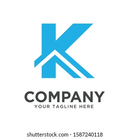 letter K with home shape logo template, vector file eps 10, text and color is easy to edit