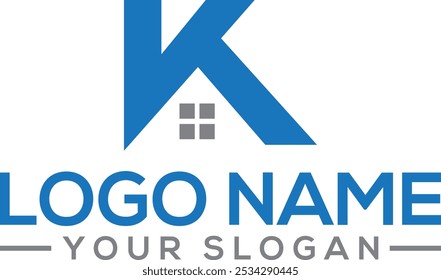 letter K  home symbol. vector logo icon