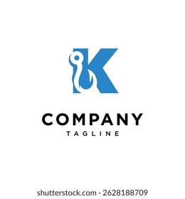 Letter K Hook Logo Icon Vector