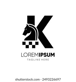 Letra K Caballo Ajedrez Logo Diseño Vector Icono Gráfico Emblema Símbolo Ilustración