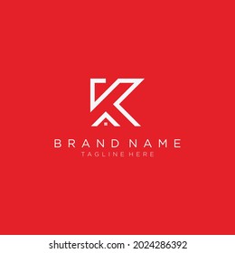 Letter K House Creative Vector Logo Design template. Red background.