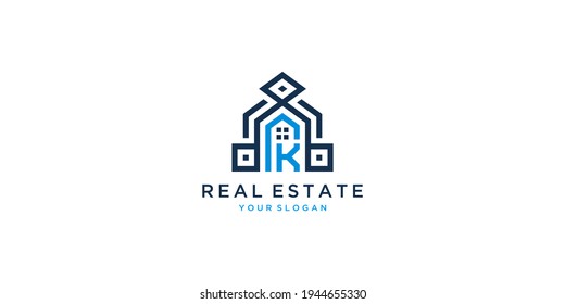 Letter k house logo design template inspiration