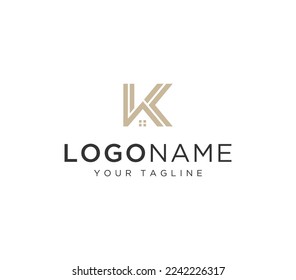 letter K house Logo design template. real estate logo design 