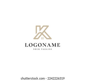 letter K house Logo design template. real estate logo design 