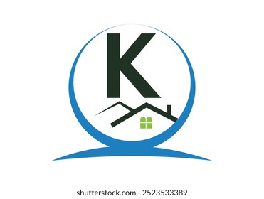 Letter K House Logo Design Template Inspiration, House Logo Vector Illustration.