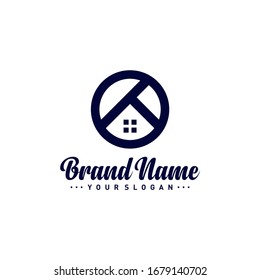 Plantilla vectorial del logotipo de la Casa K Carta. Conceptos de diseño del logotipo Creative K Home. Símbolo de icono