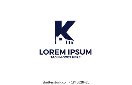Buchstabe K und Haus im negativen Stil Logo-Design Inspiration