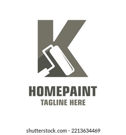 Letter K House Painting Logo Design Template Inspiration, Vector Illustration.