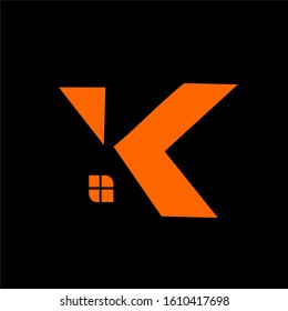 letter K house simple logo