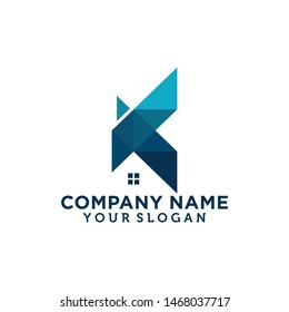 Letter K with House symbol. Graphic symbol for the realestate company