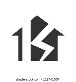 Letter K and house symbol. vector logo.