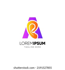 Letter K Human Ear Logo Design Vector Icon Graphic Emblem Illustration