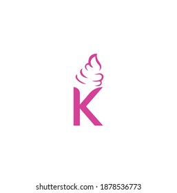 Letter K ice cream vector logo design