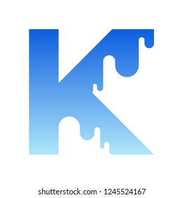 Letter K Ice Melting Logo Design Template