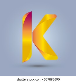 Letter K icon design and elegant typographic concept. gradient red and yellow
