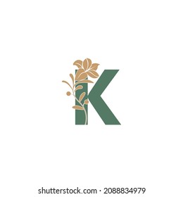 Letter K icon with lily beauty illustration template vector