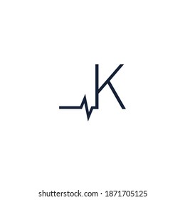 Letter K icon logo combined with pulse icon design template