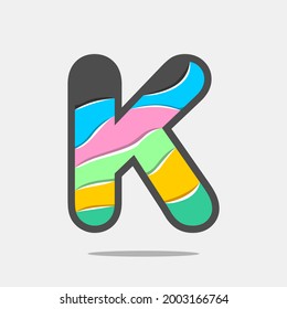 Letter K icon and logo template. New design and elegant typographic concept. Multy Colour. File EPS.