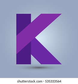 Letter K icon and logo template. Flat design and elegant typographic. Purple