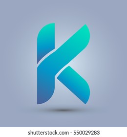 Letter K icon and logo template. New design and elegant typographic concept. blue