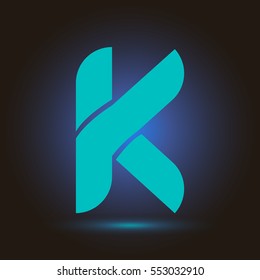 Letter K icon and logo template.  New  Flat design and elegant typographic concept. blue sky