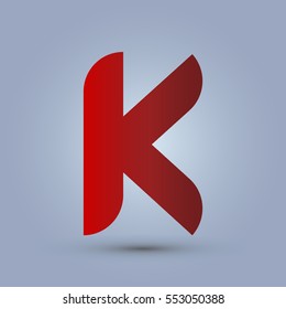 Letter K icon and logo template.  New design and elegant typographic concept. red