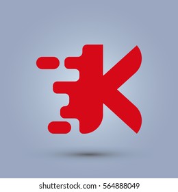 Letter K icon and logo template.  New Flat design and elegant typographic concept. spread the font. red